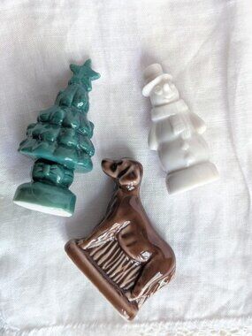 Lot of 3 Wade England Whimsies Miniature Figurines Ceramic Animals Holiday